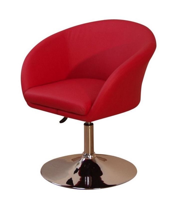 Lounge-Chair Drehsessel Rot/chrom Drehstuhl - in