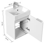 Gäste WC Raumspar-Waschplatz "Cubi 40 cm" weiß Hochglanz