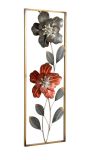 Wanddekoration "Blumen" in gold/silber/rot