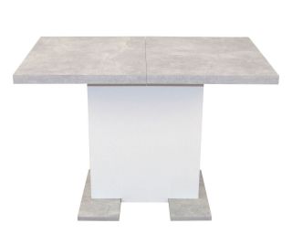 Essgruppe, Tischgruppe 5-teilig, Tisch Betonoptik Grau-Weiß/Stühle We