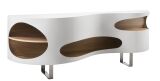 Sideboard Hochglanz Weiß/Walnuss 200x50x75 cm