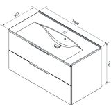 Fackelmann Waschplatz-Set 2-teilig "B.Brillant" 100 cm Ast-Eiche/Glas Anthrazit