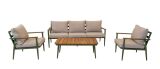 Lesli Living Lounge-Set "Riga" Olivgrün/Beige/Teak