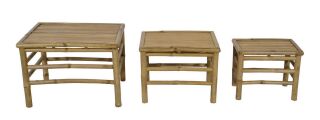 Lesli Living Indoor & Outdoor Beistelltisch Hocker im 3er-Set "Bambus"